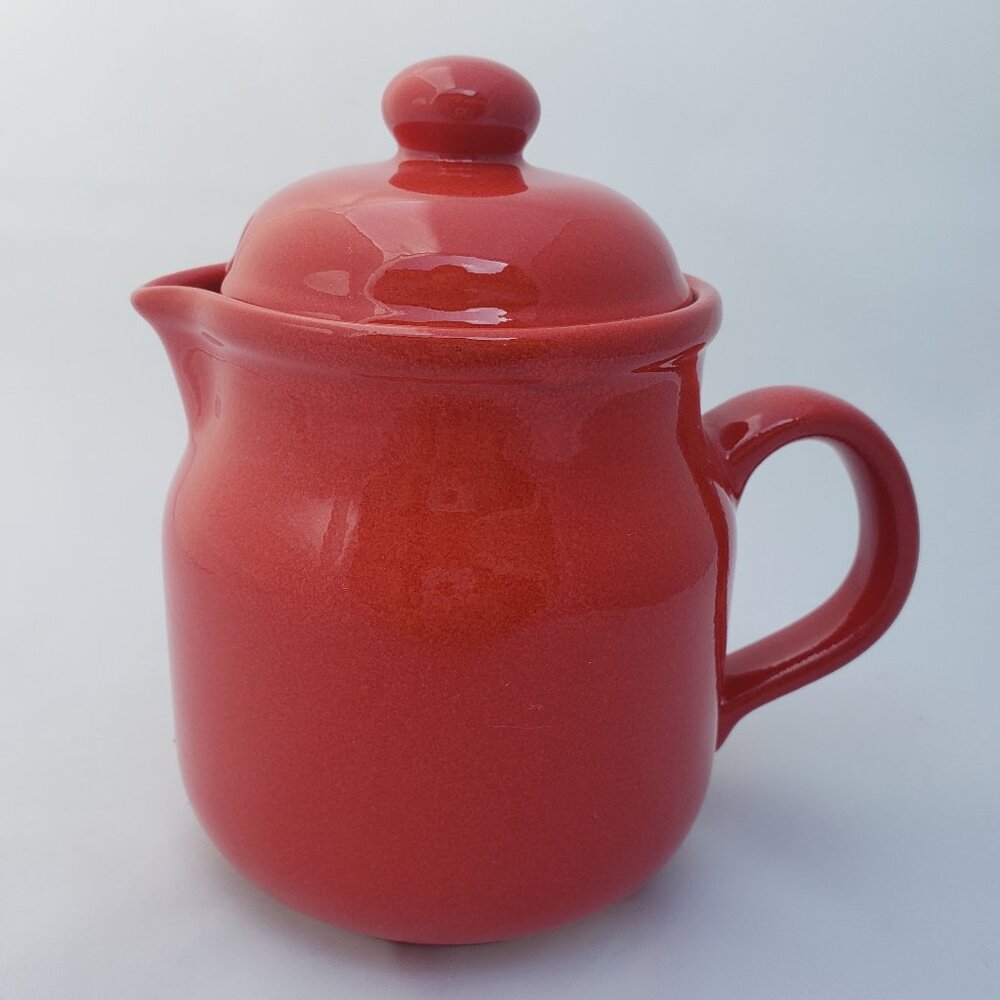 Vintage Waechtersbach West Germany Candy Apple Red Ceramic Pot with Lid